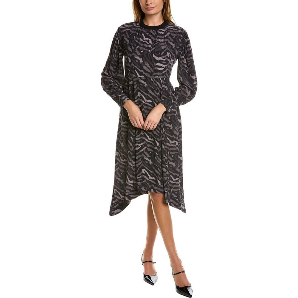 AllSaints Fayre Remix ZEBRA Print Crepe ANIMAL Sexy WILD Midi Dress WOMENS S 4 6 - Picture 11 of 11